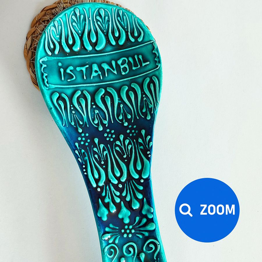 Ceramic turquoise spoon rest — handmade pottery, handmade ceramic, home decor, handmade gift, Turkish ceramic product image (6)