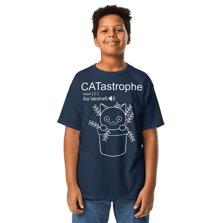 CATastrophe (Cat in Plant Pot) - Unisex Youth Heavyweight T-shirt product image (1)