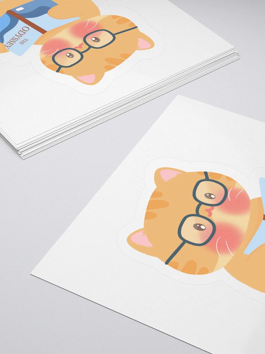 Intellectual Cat Reading The Odyssey Vinyl Sticker product image (4)