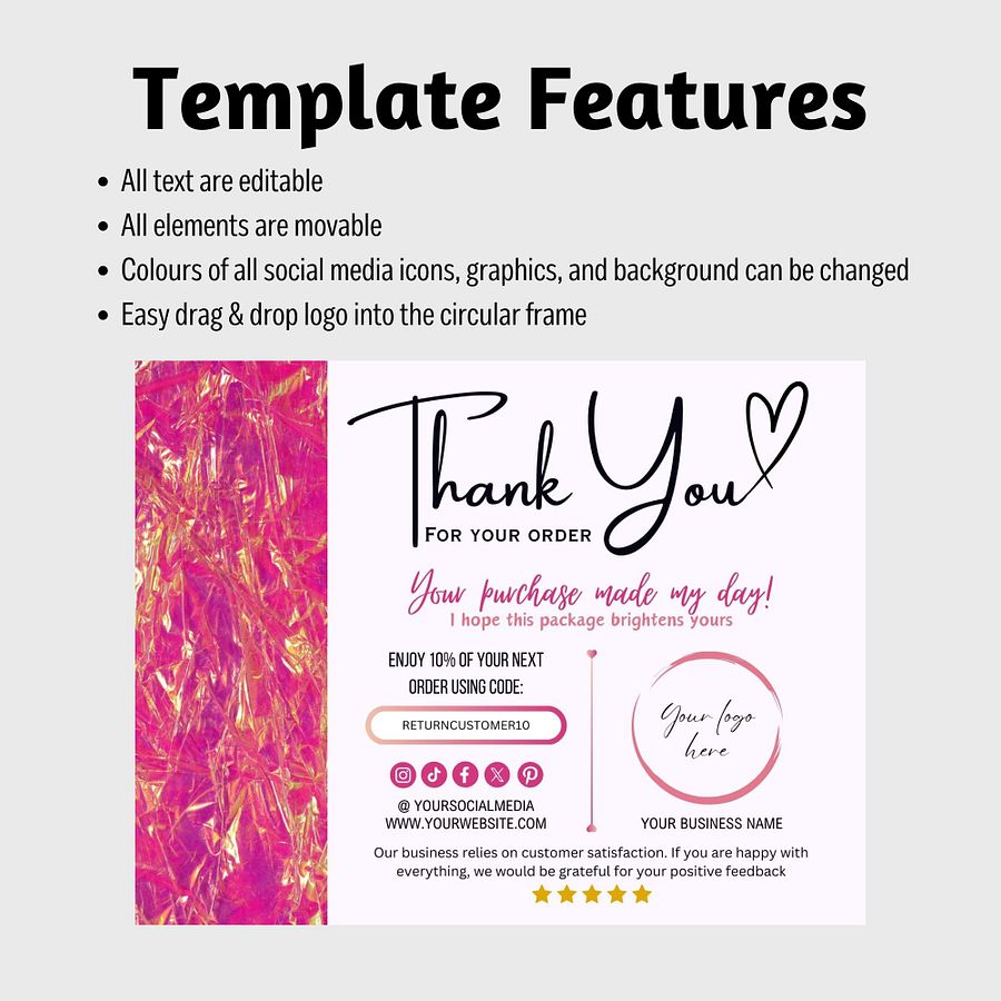 Pink Marigold - Thank You Card Template product image (7)