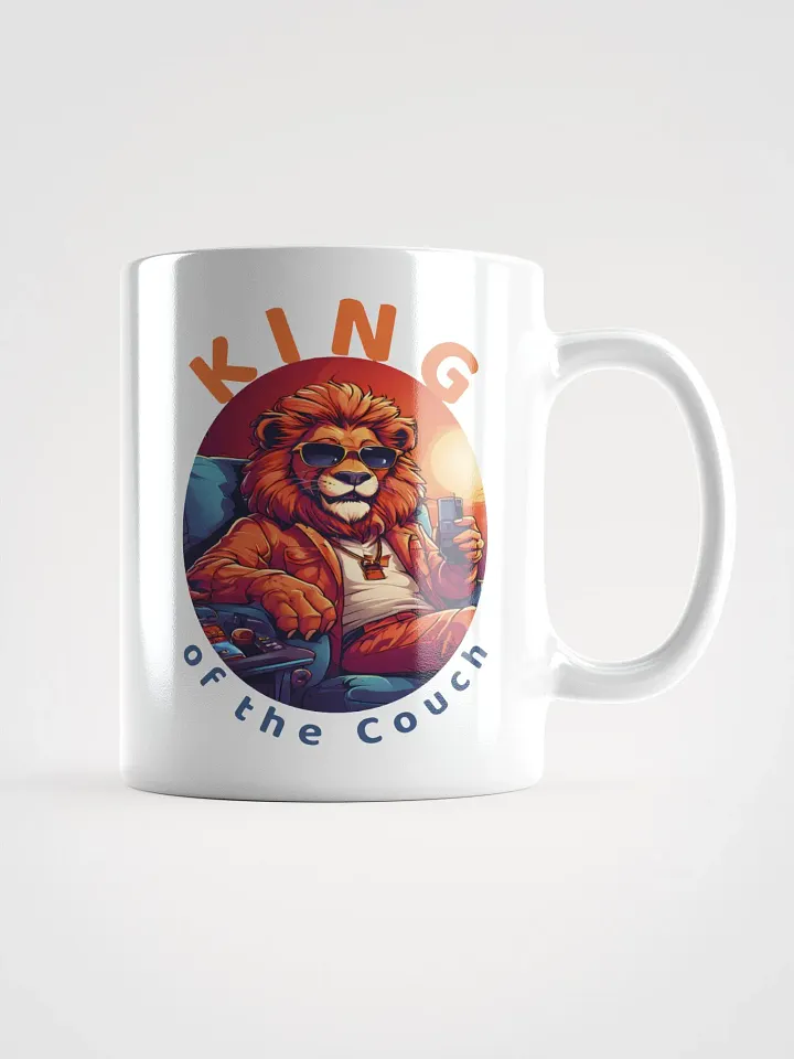 King of the Couch - Funny Stylish Lion White Glossy Mug - Perfect Gift for Relaxation Lovers product image (1)