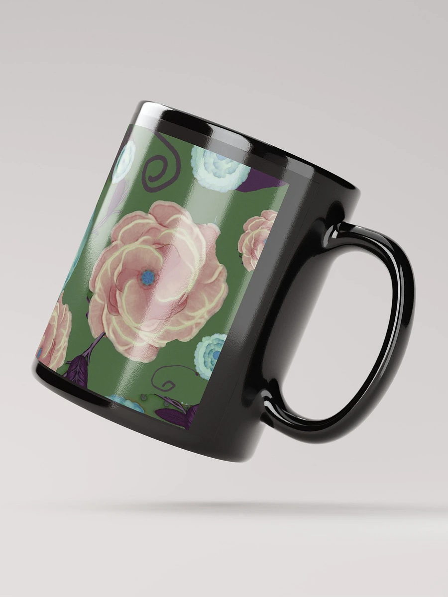 Earthy Peach and Turquoise Flower Black Coffee Mug product image (4)
