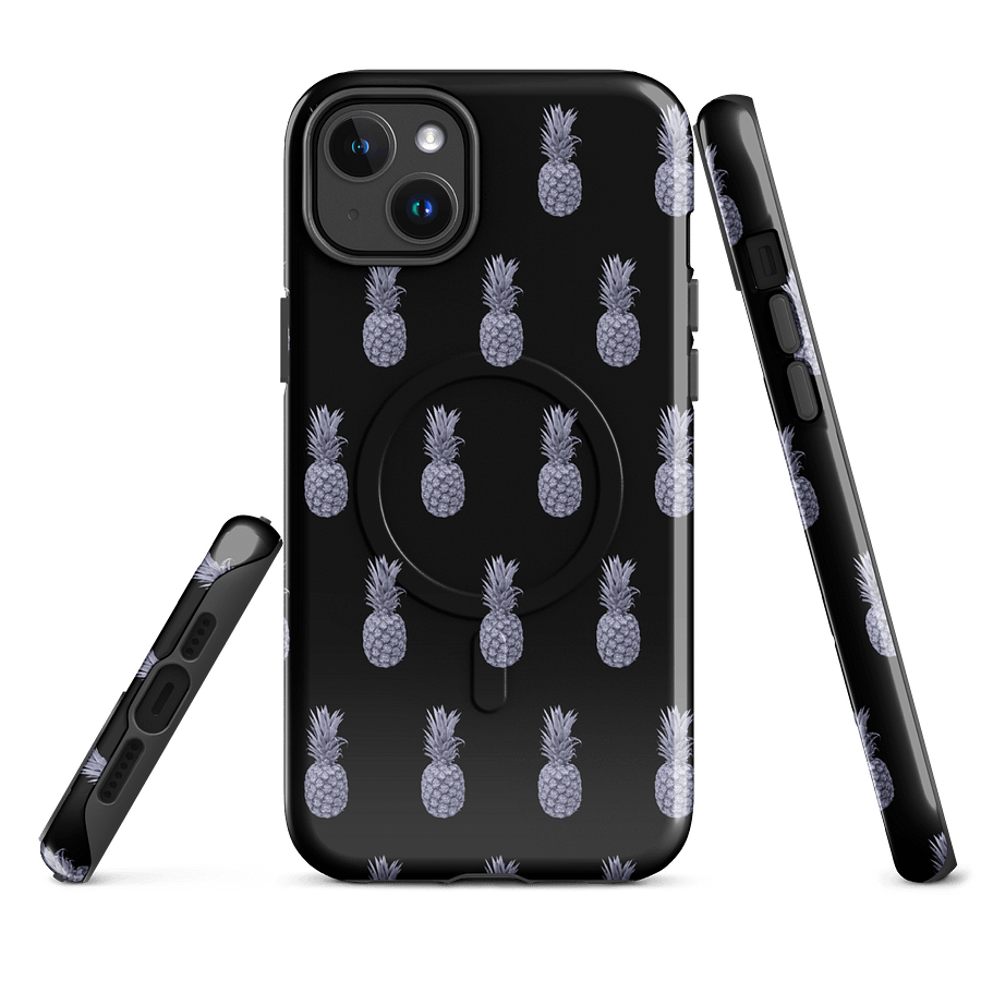 Monochrome Pineapple MagSafe® Tough iPhone® Case Black product image (2)