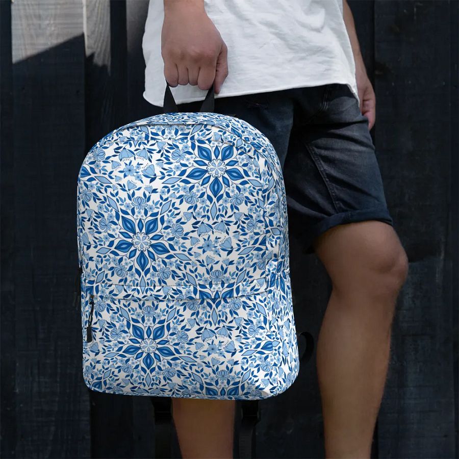 Blue Flower Kaleidoscope Backpack product image (4)