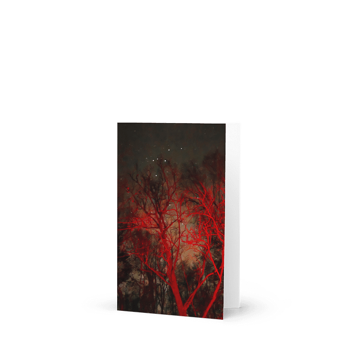 Night Sky Red Forest Greeting Card (blank) product image (1)