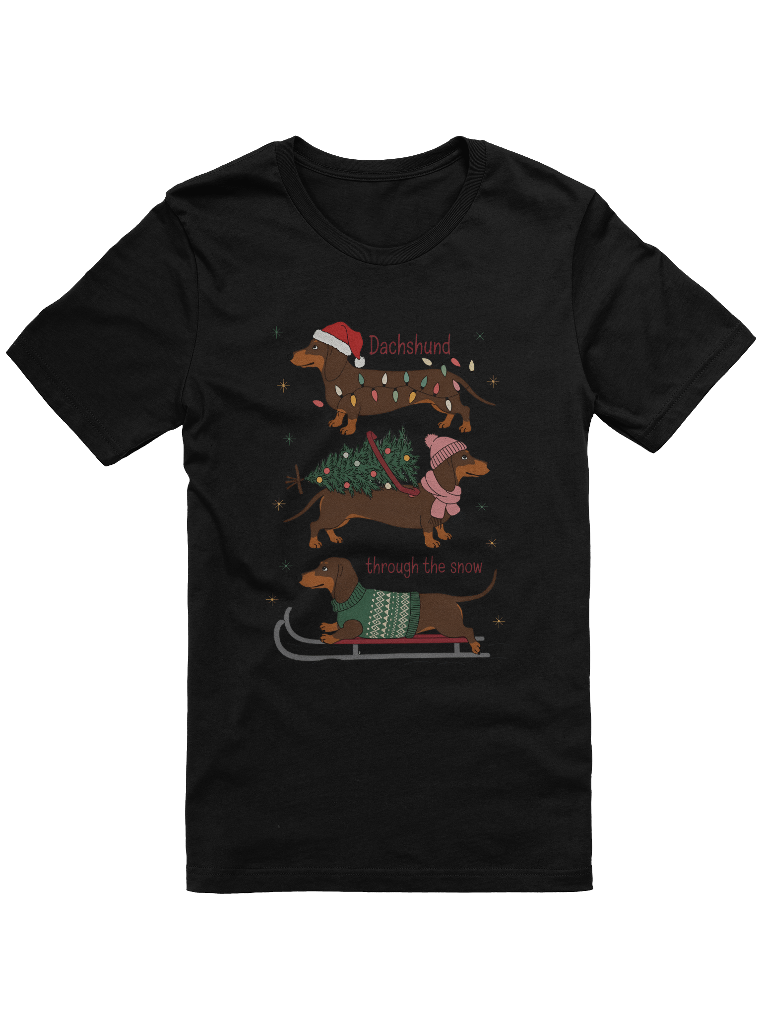 Dachshund Through the Snow Christmas T-Shirt – Holiday Dog Lover Tee product image (1)