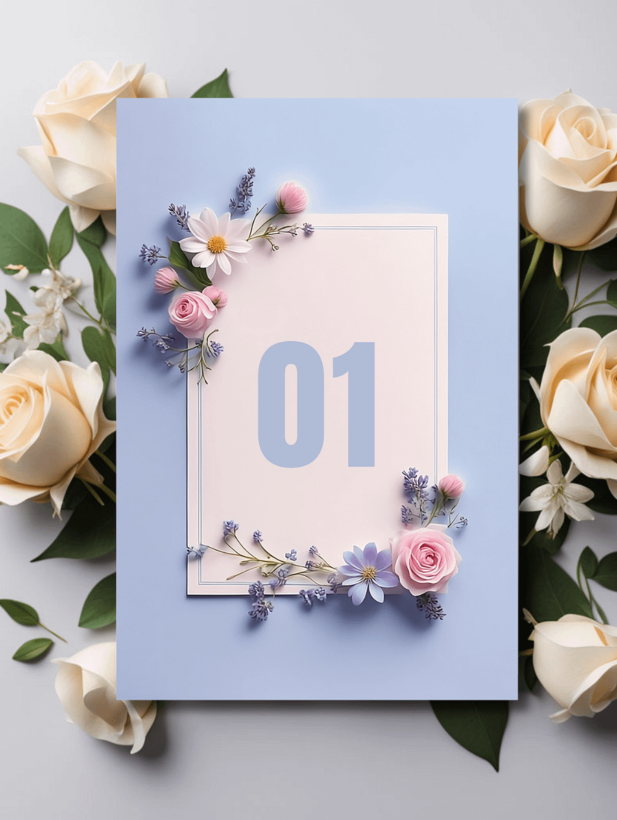 Floral Table Number Card - Dizynai (DTN-10) product image (1)