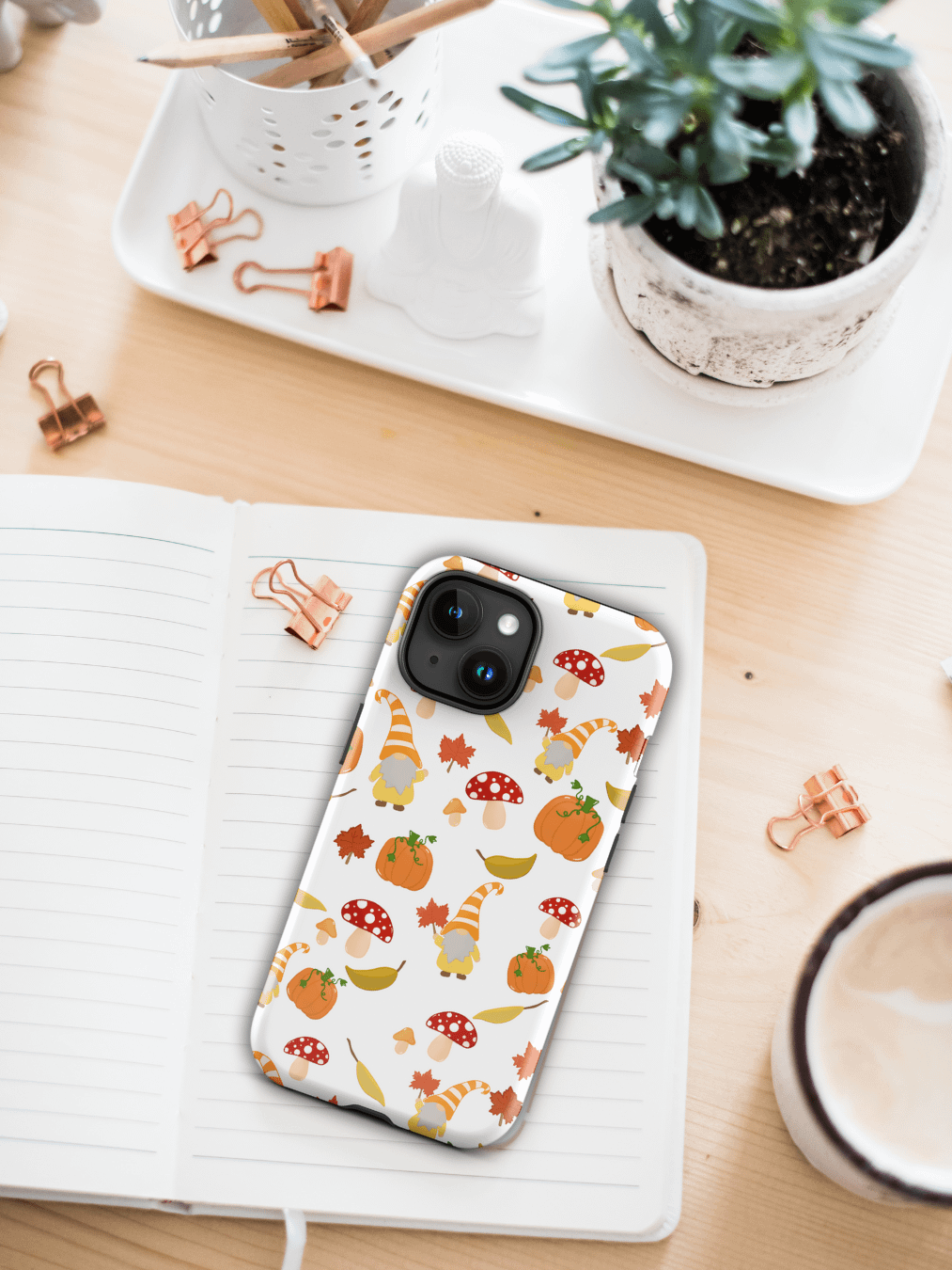 Fall with my Gnomies in White Pattern iPhone® Tough Case product image (1)
