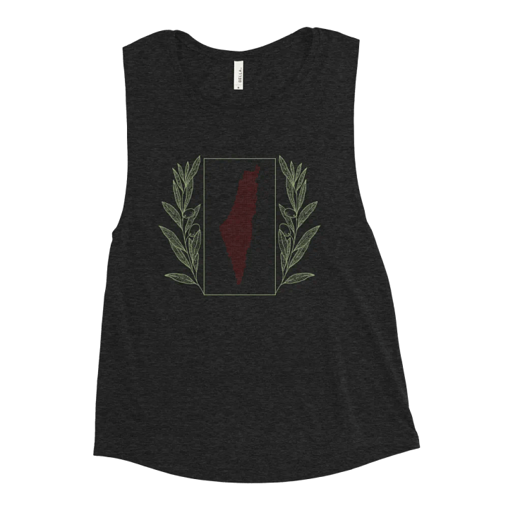 Olive Palestine Design Fitted Flowy Muscle Tank product image (17)