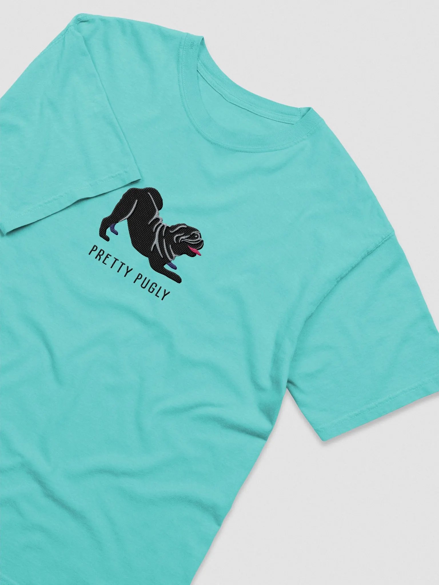 Pretty Pugly T-Shirt(Embroidered) of a Pug(Black) product image (6)