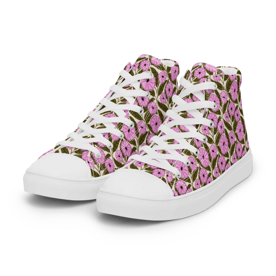 Dipladenia Dreams - Pink and Green - Women High Top Canvas Shoes product image (3)
