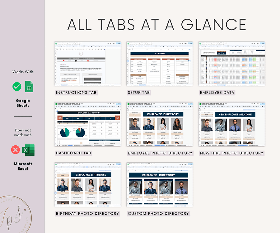 Employee Directory & Dashboard Spreadsheet, Google Sheets Template, Employee Photo Directory, HR Dashboard product image (9)