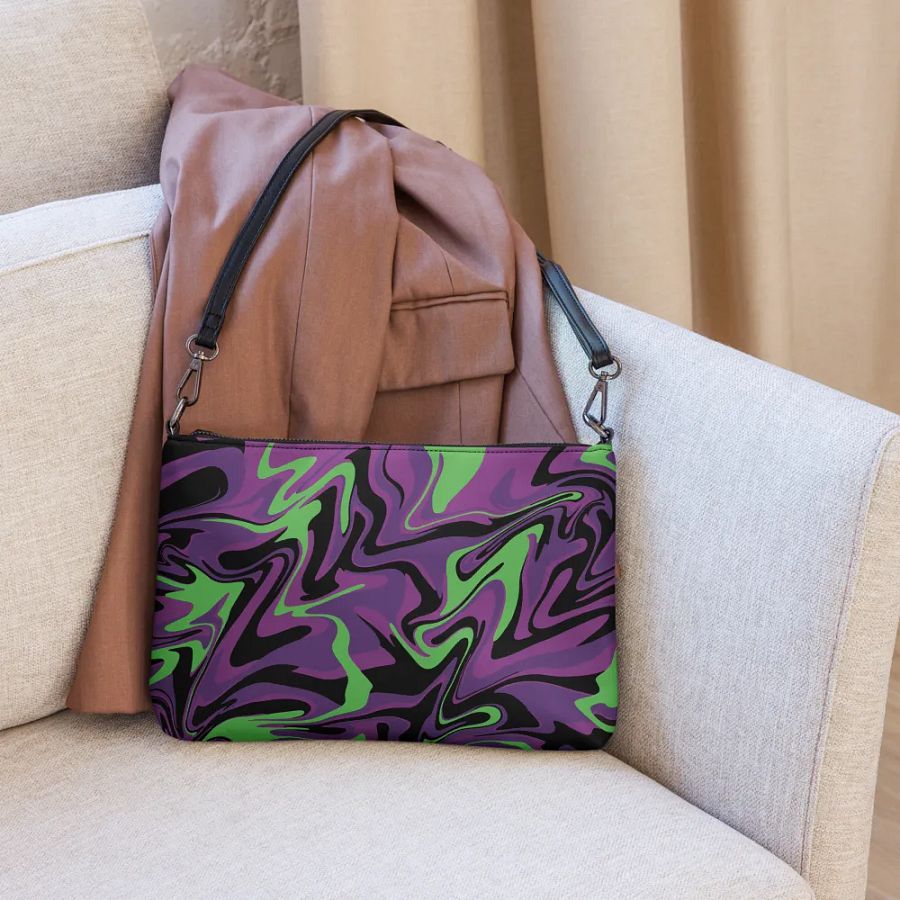 Purple Lime Swirl Flip-Sided Faux Leather Crossbody Bag product image (8)