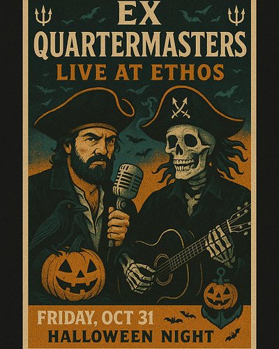 Friday Oct. 31st, Ex Quartermasters will be returning to Ethos Craft Brewing! 7-10pm! Wear your costume for the costume conte...