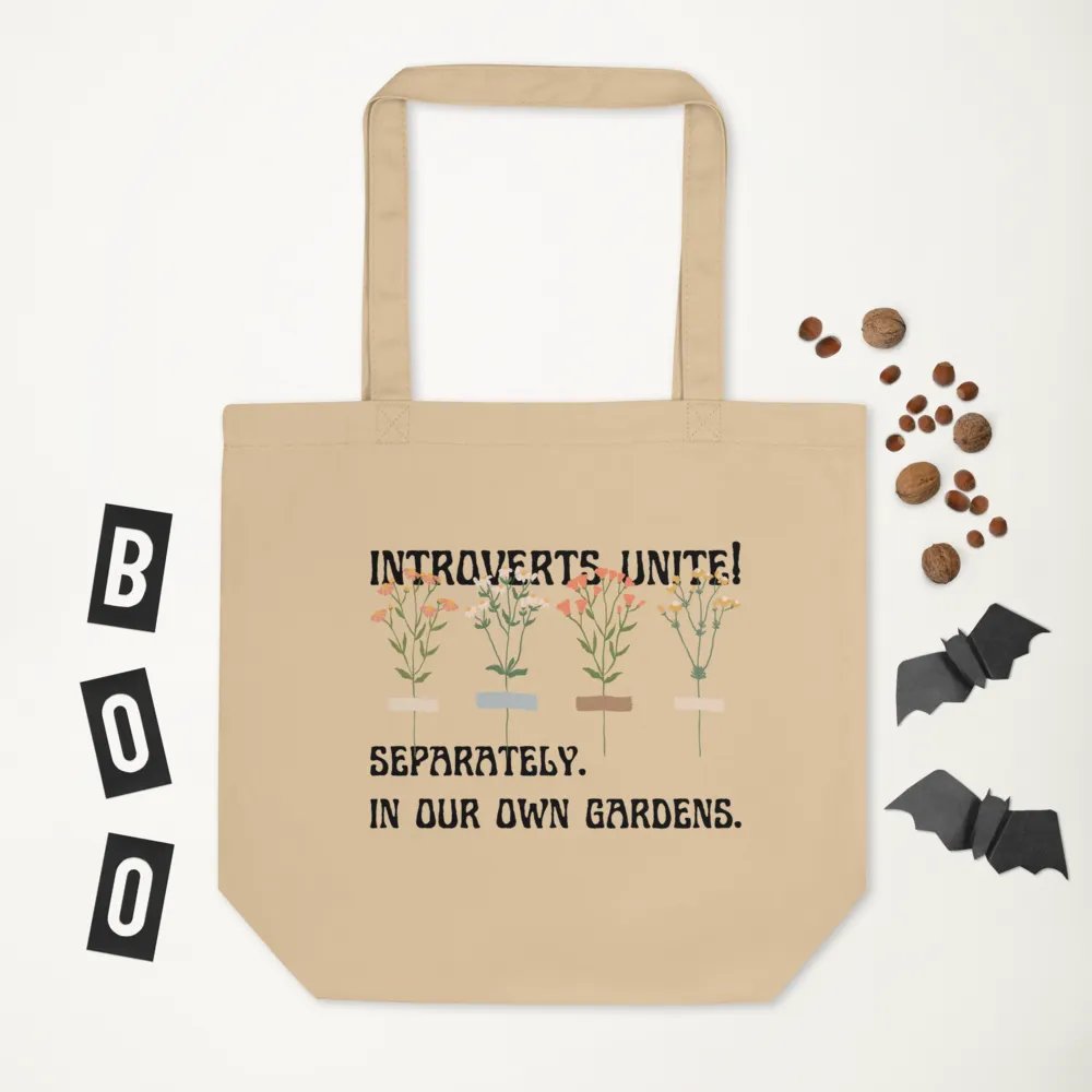 Hand-drawn sarcastic gardening introvert eco-friendly canvas tote bag - 
