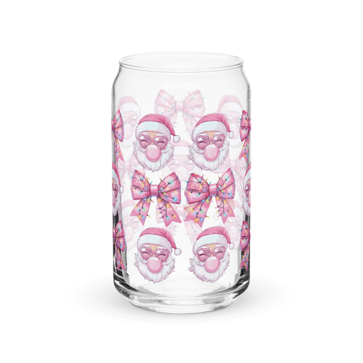 Bubble Gum Pink Santa Christmas Print Glass Can Cup product image (6)