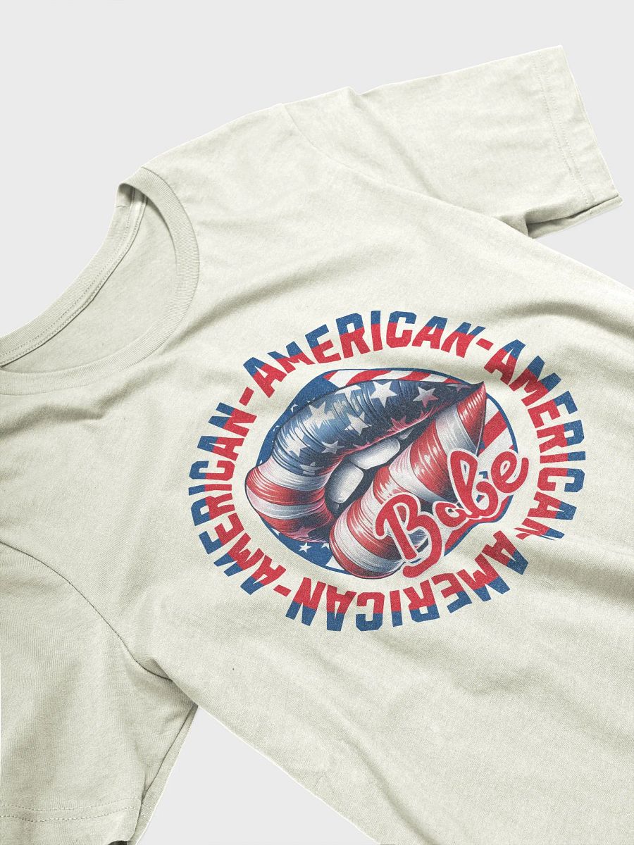 American babe retro shirt, America flag groovy 4th of July Tshirt, America flag lips tee product image (3)