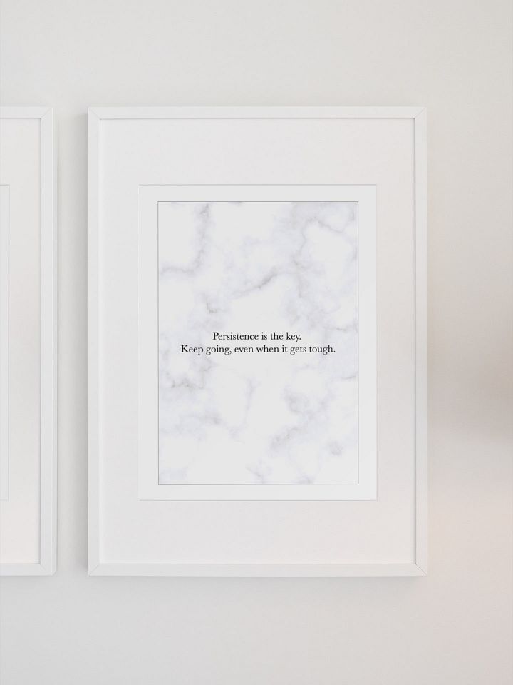 Inspirational Marble Quote Poster, "Persistence is the Key" Motivational Wall Art, Encouraging Office Decor, Resilience and Determination product image (1)