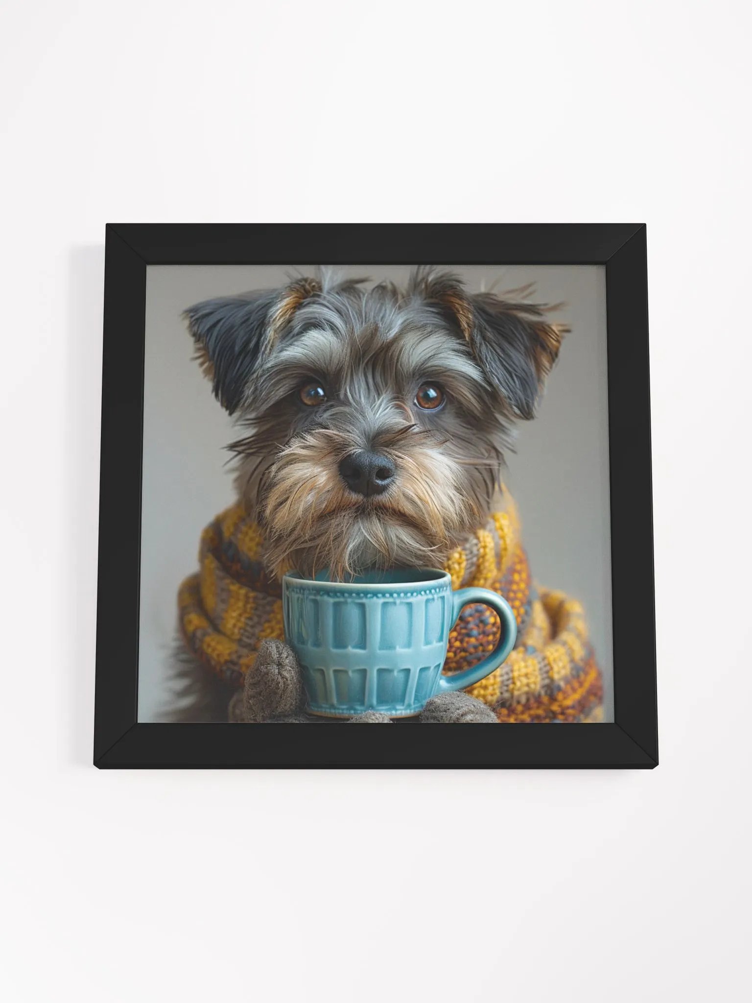 Cute Coffee Lover Miniature Schnauzer Dog Framed Wall Art product image (2)