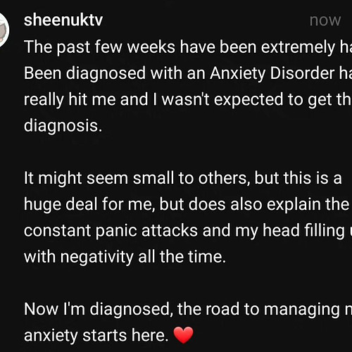 I always knew I suffered from Anxiety but I never knew I had an anxiety disorder. With this diagnosis I can now start to mana...