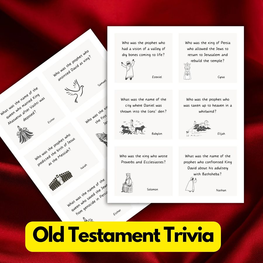 Old testament bible trivia game, Bible trivia printable cards, Church Bible Games, Christian Games, perfect for Sunday school activities product image (5)