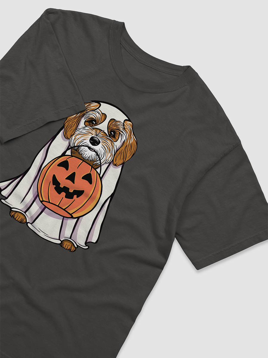 Funny Halloween Havanese(Tan & White) T-Shirt | Funny Havanese Wearing a Ghost Costume and Holding a Pumpkin Basket product image (19)