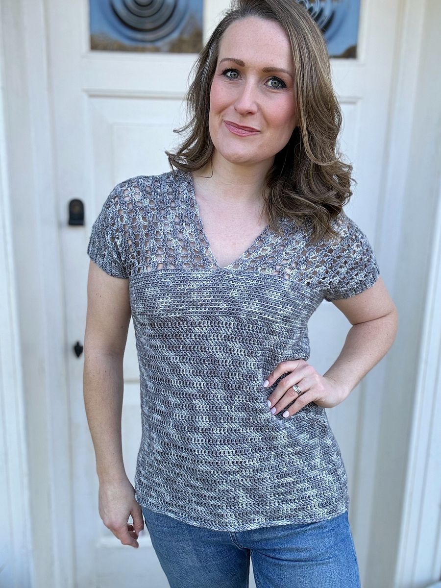 Top Down V Neck Crochet Top / Hawthorne Tee Pattern / Pdf crochet pattern / Seamless Summer Crochet Top xs to 5xl product image (7)