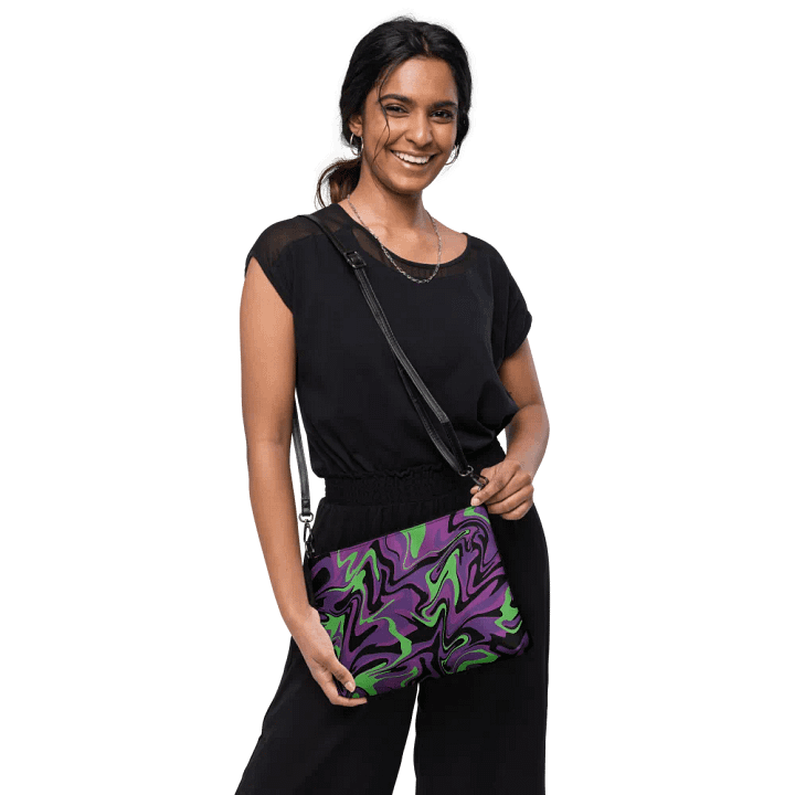 Purple Lime Swirl Flip-Sided Faux Leather Crossbody Bag product image (2)