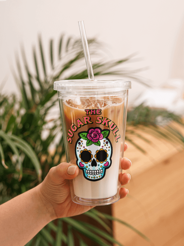 The Sugar Skull - Double Wall Clear Plastic Tumbler product image (1)