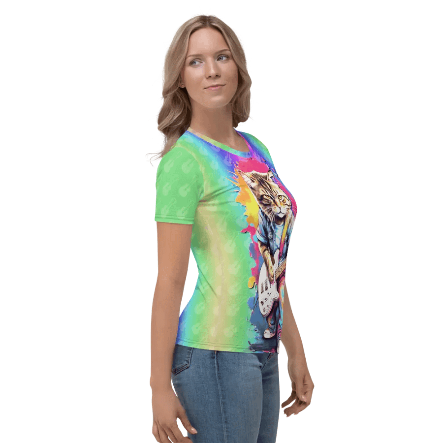 Cool Cat Play Guitar All Over Print T-shirt product image (5)