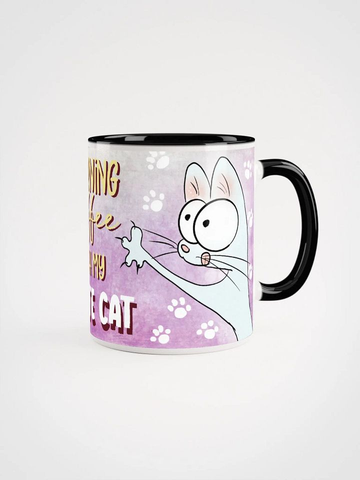 Morning Coffee With My White Cat Accent Mug product image (1)