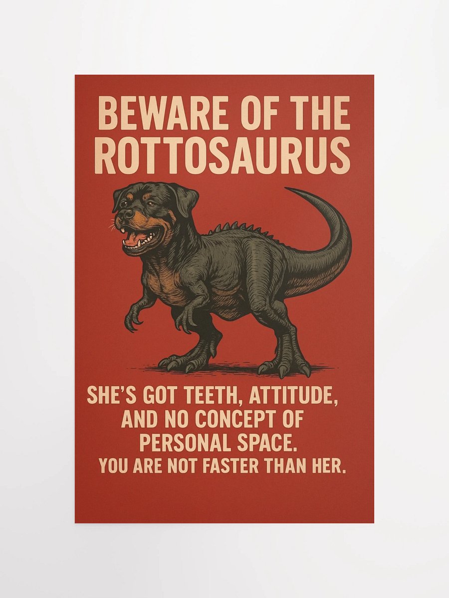 BEWARE OF THE ROTTOSAURUS POSTER (FEMALE ROTTWEILER VERSION) product image (11)