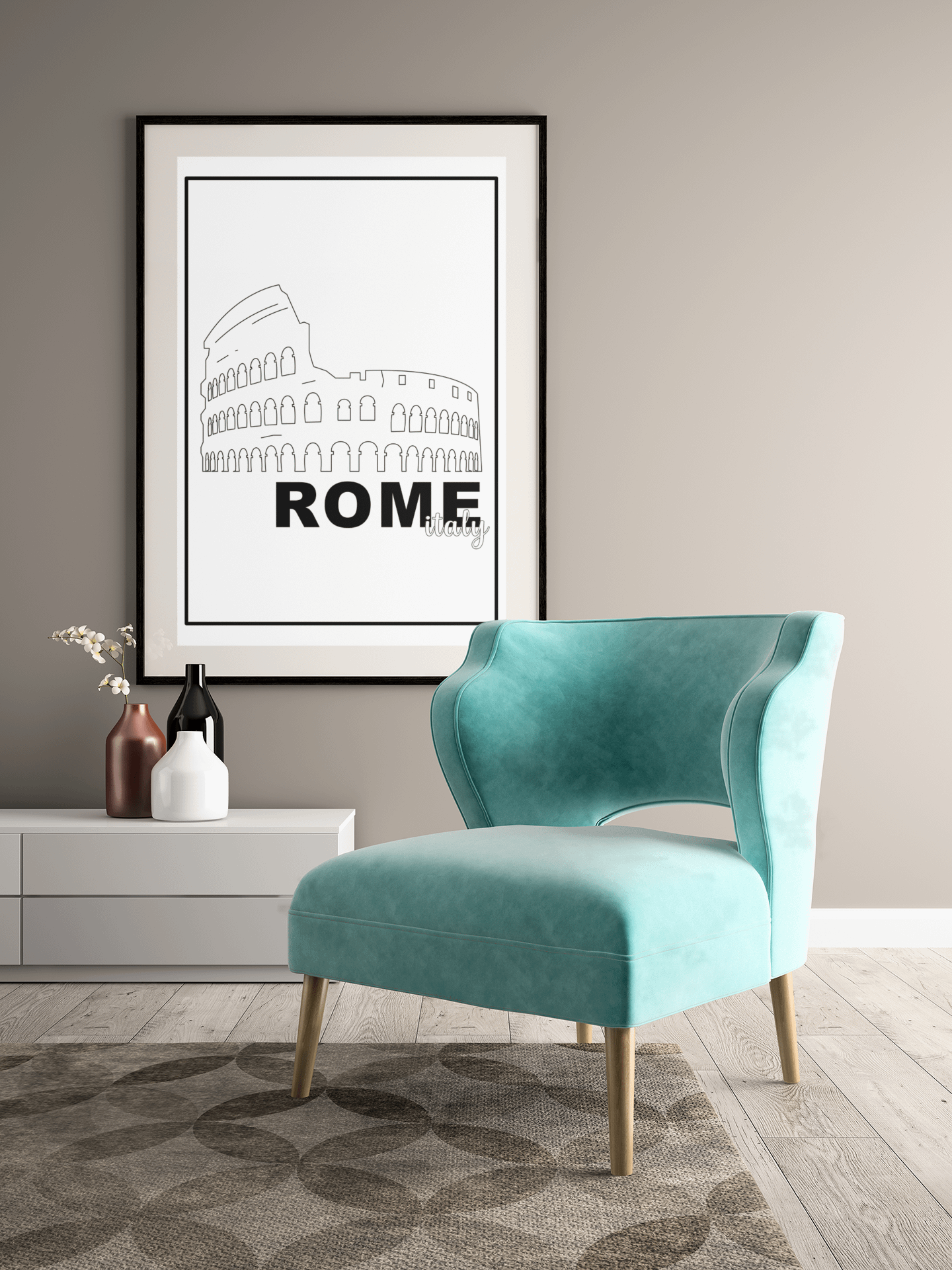 Colosseum Line Art Poster, Rome Italy Landmark Illustration, Minimalist Historic Ruins Drawing, Chic Italian Travel Wall Art Decor product image (4)