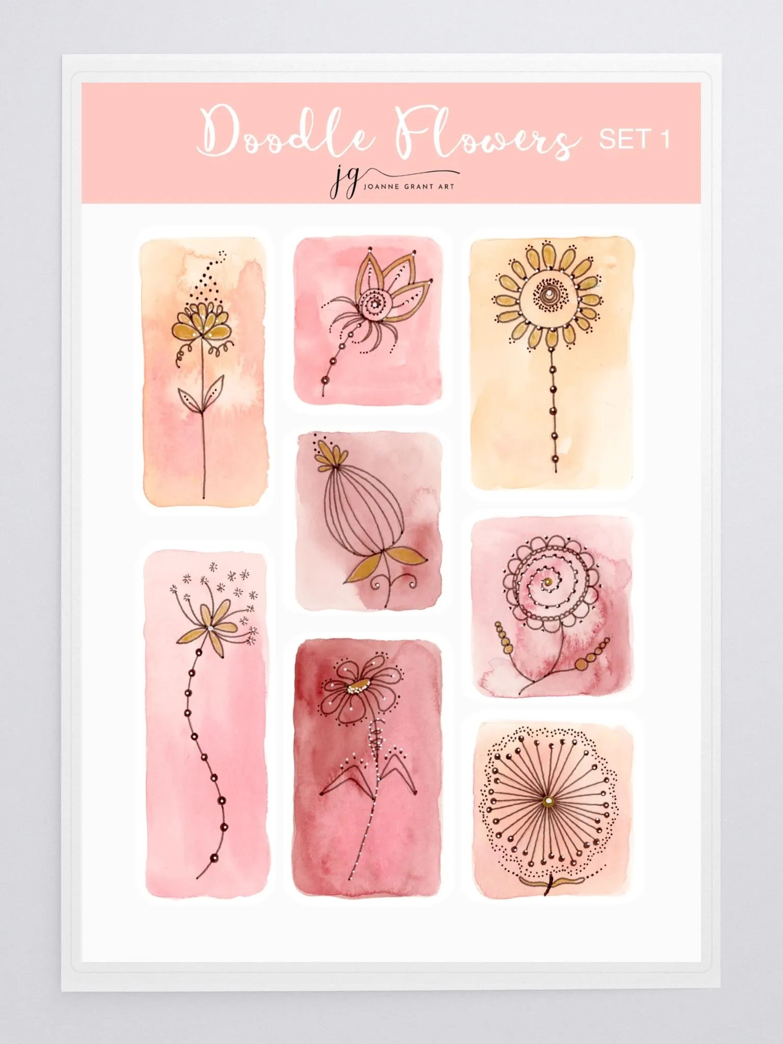 Flower Doodle Kiss Cut Stickers Set 1 product image (1)