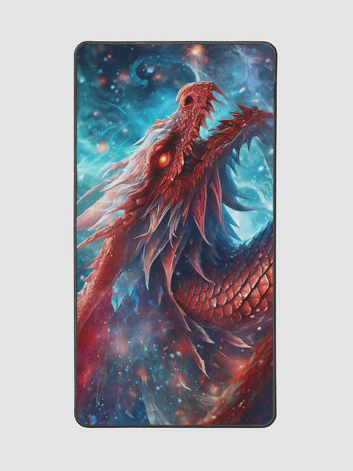 Close up of mystic dragon, like a phoenix, red and blue colors illustration 02-Gaming Desk Mat 15.5