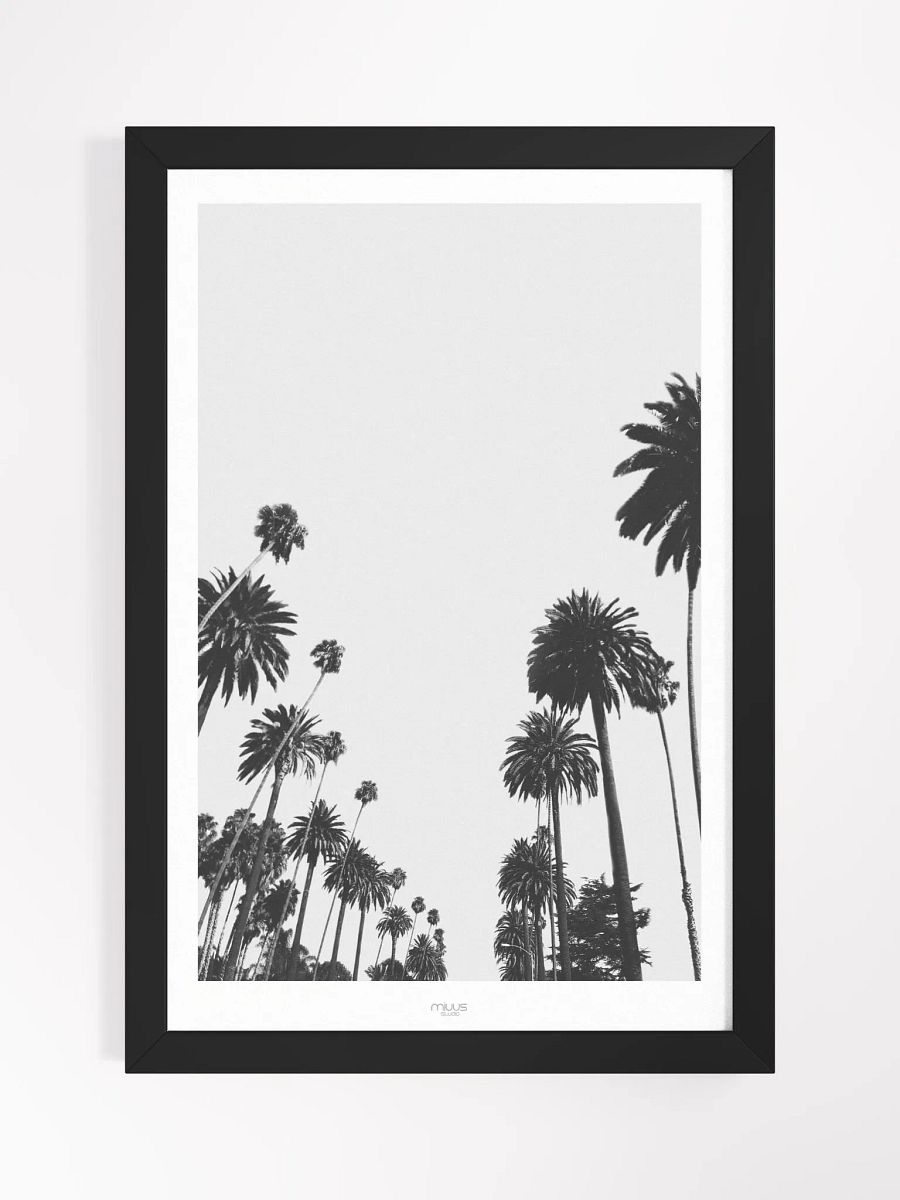 Skyward Palms Framed Matte Poster – Tropical Nature-Inspired Wall Art | Minimalist Palm Tree Design | Premium Framed Décor for Relaxing Spaces product image (4)