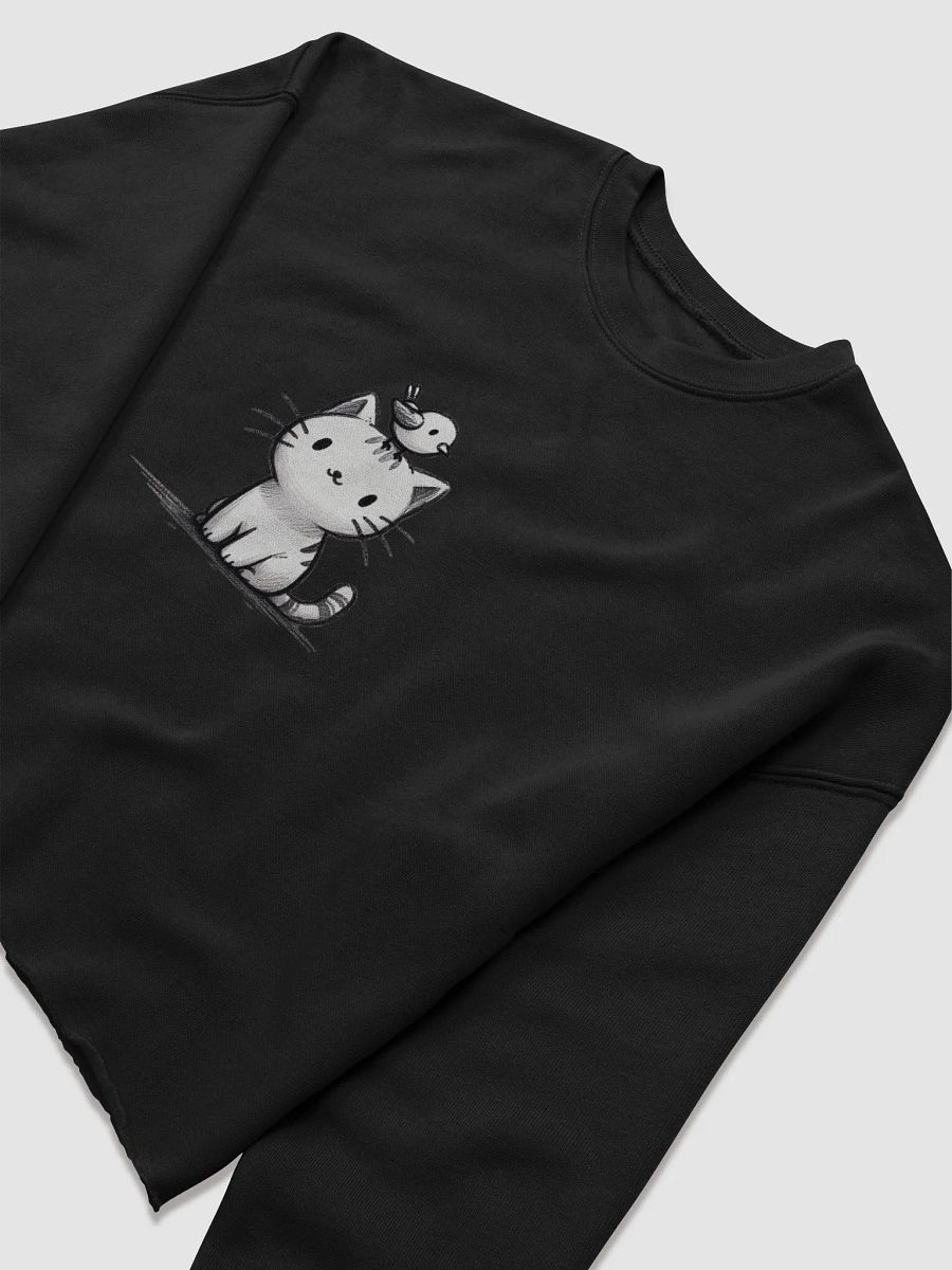 Cute Cat and Bird Fleece Crop Sweatshirt product image (24)