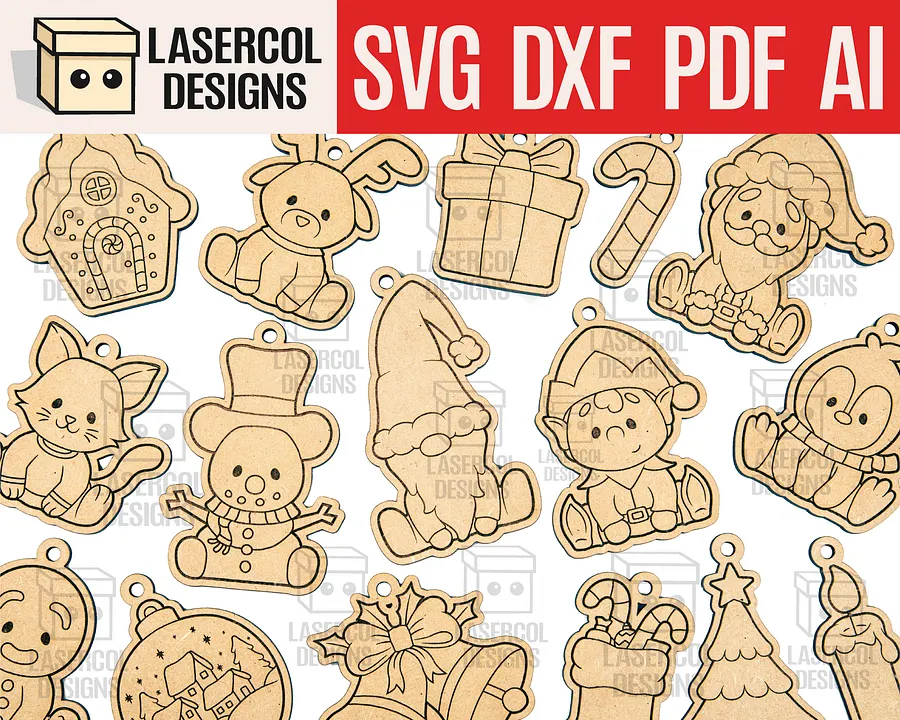 Christmas Ornaments Bundle Set 1 (+60) - Laser Cut Files product image (4)