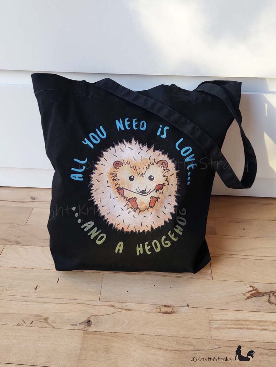 Hedgehog All You Need is Love... Eco Cotton Tote Bag product image (8)