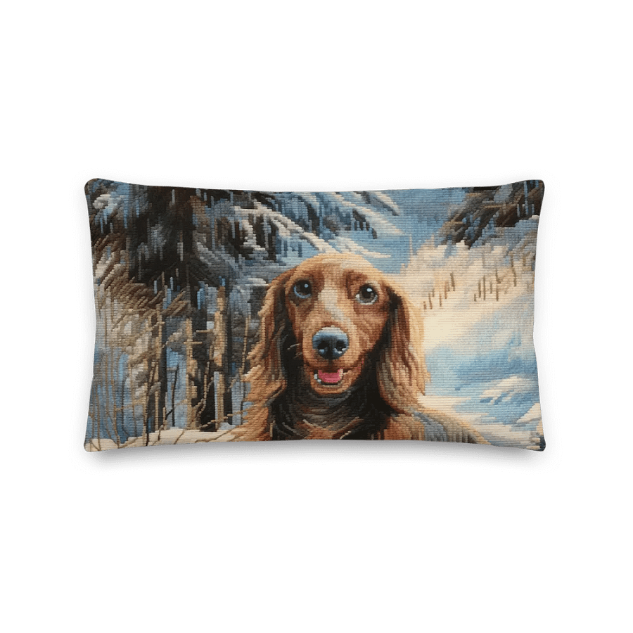 Embroidery - Art Winter scene with dog Cushion product image (2)