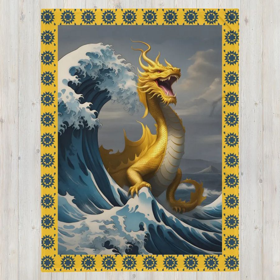 Dragon and the Wave/Throw Blanket by Allcolor Sublimation by PRINTFUL product image (11)