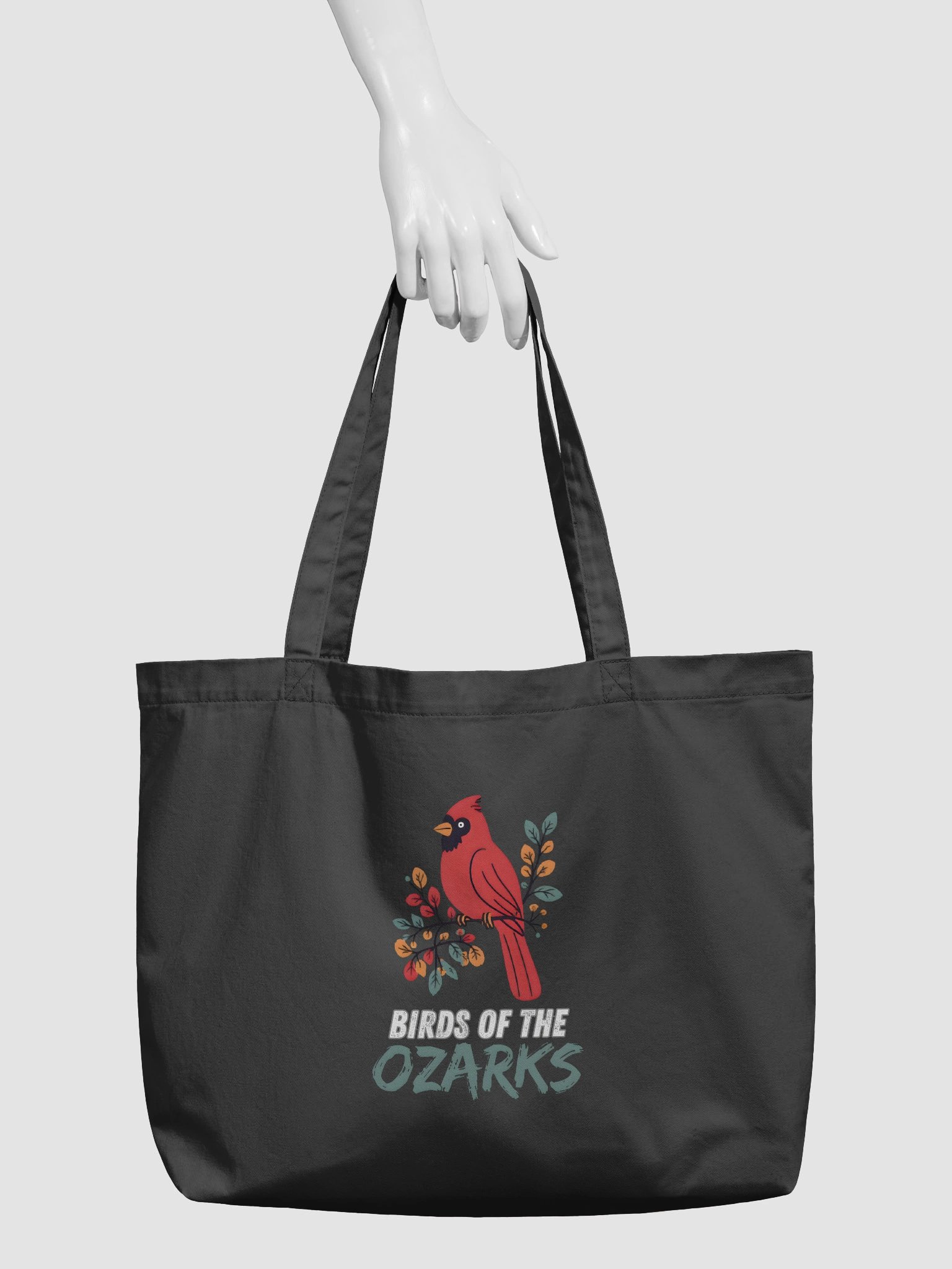 Ozark Birds Organic Tote: Cardinal Bird Edition Black product image (3)