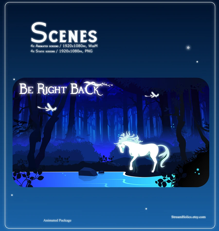 MAGICAL FOREST Stream Overlay Animated Pack, Magical Overlay Animated, Forest Stream Overlay, Horse Stream Overlay Animated, Blue Overlay product image (6)