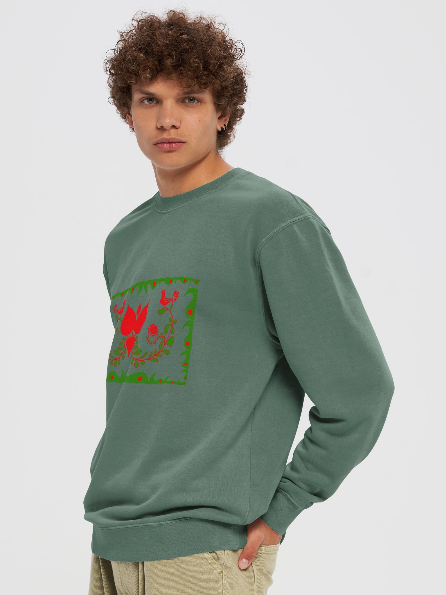 Festive Hungarian Green Floral Unisex Sweatshirt product image (5)