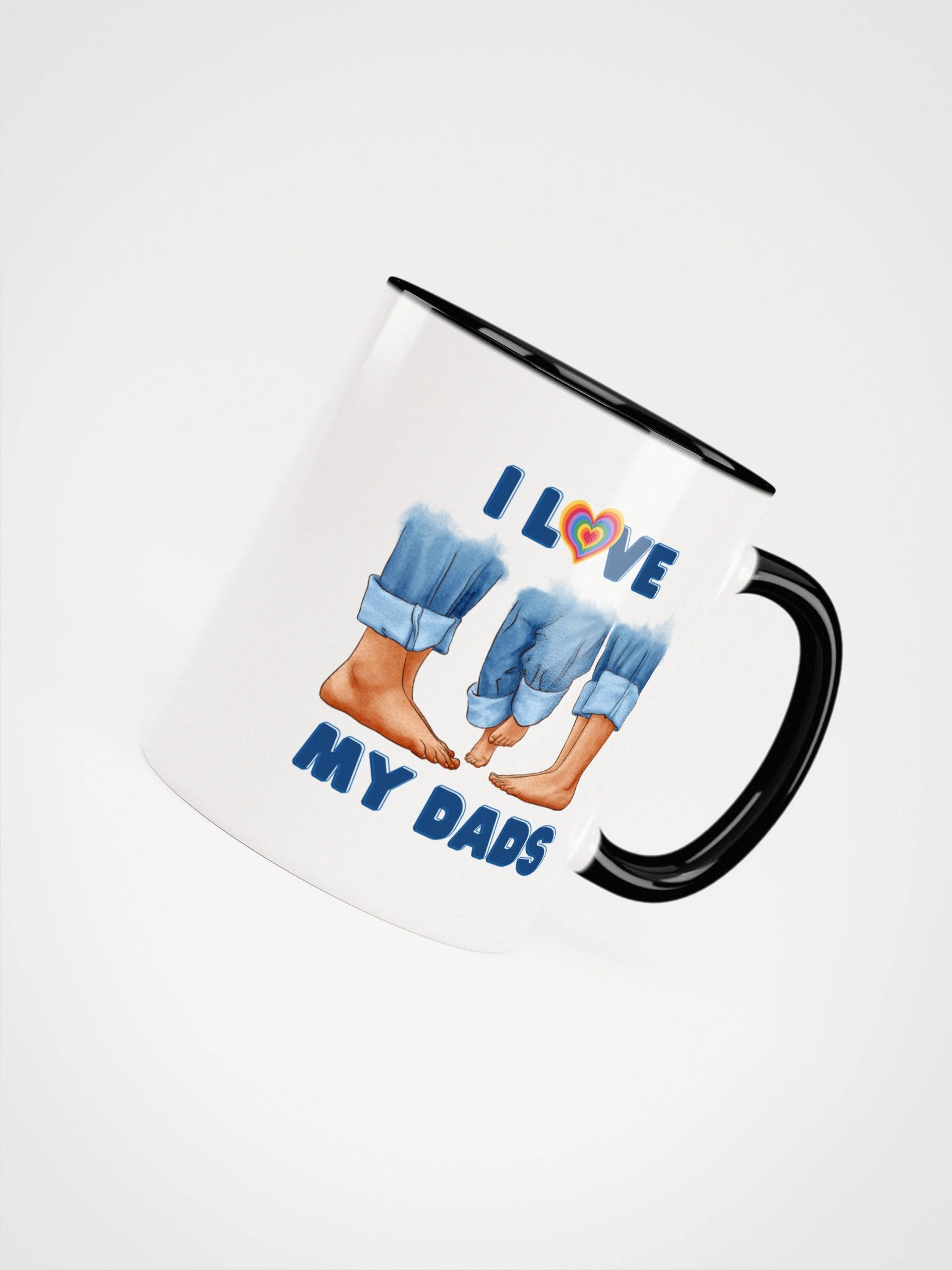 Gay Pride Parents Design with Child and Dads Illustration Ceramic Mug with Color product image (4)