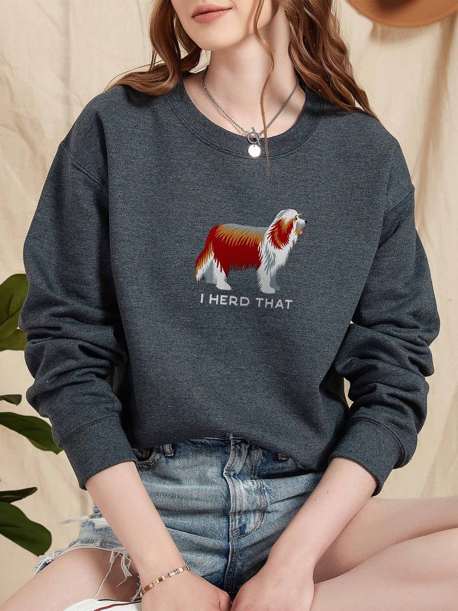 I Herd That Sweatshirt (Embroidered) of a Bearded Collie(Red & White) product image (2)