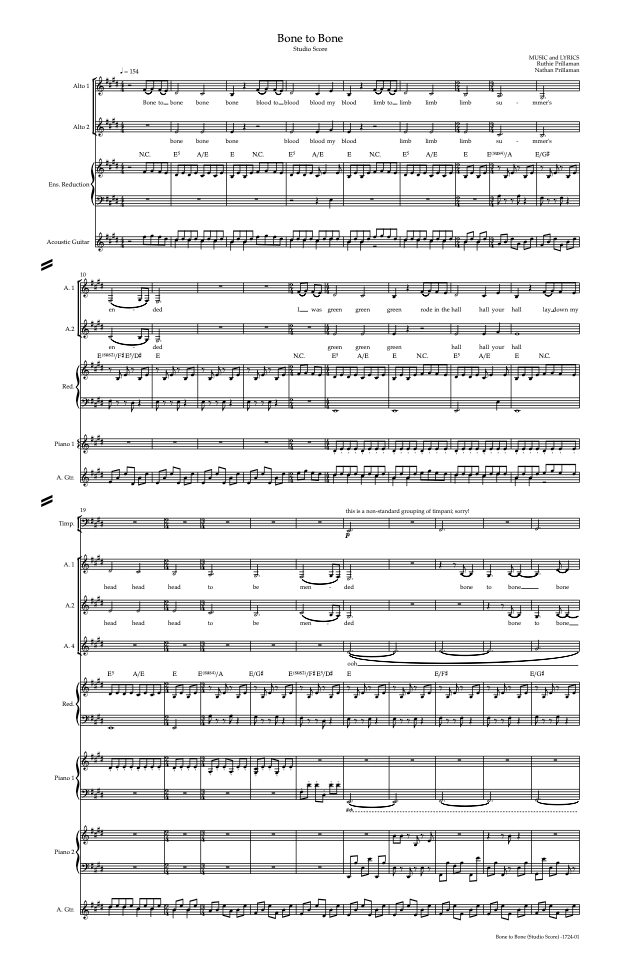 Bone to Bone Sheet Music - Piano Vocal, Vocal Score, and Studio Score product image (3)