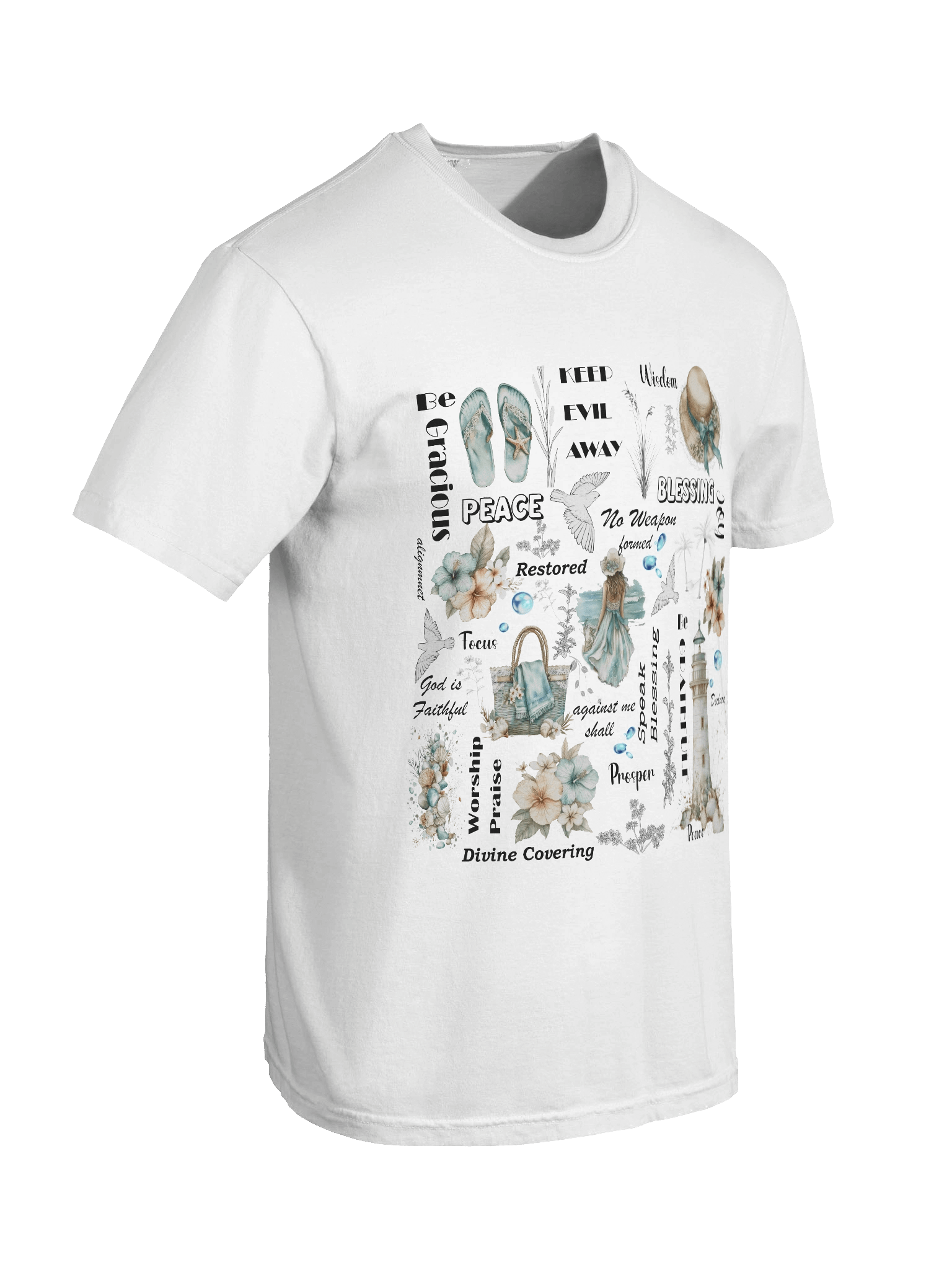 Inspirational Comfort Colors T-Shirt, Cottagecore Floral, Speak Blessing, Faith Quotes Tee product image (6)