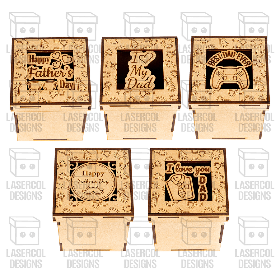 Father's Day Gift Boxes Bundle (10 Styles, Set 1-2) - Laser Cut Files product image (6)