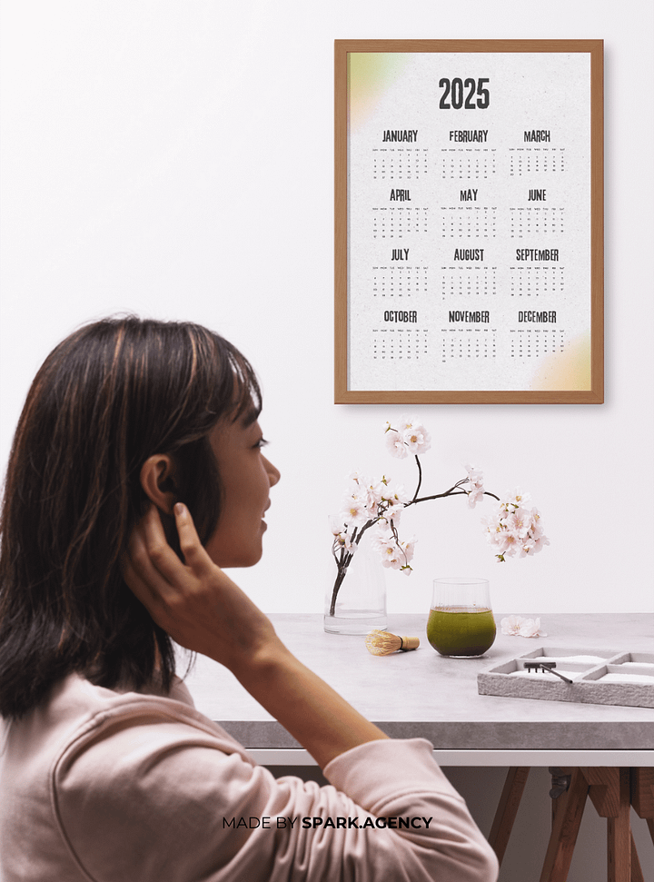 Vintage Printable Monthly 2025 Calendar Poster product image (2)